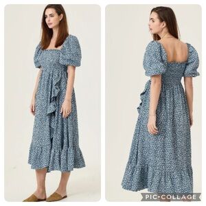 NBF Floral Blue Midi Dress